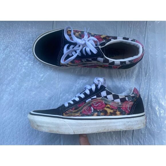 Vans Women’s Old Skool Rose Leopard Check Multicolor Sz 7 US - Picture 2 of 9